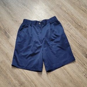 Womens Tee-Wear High Rise Pleated Shorts Sz 12 Blue 7.5" Inseam